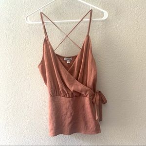 Express faux wrap orange top